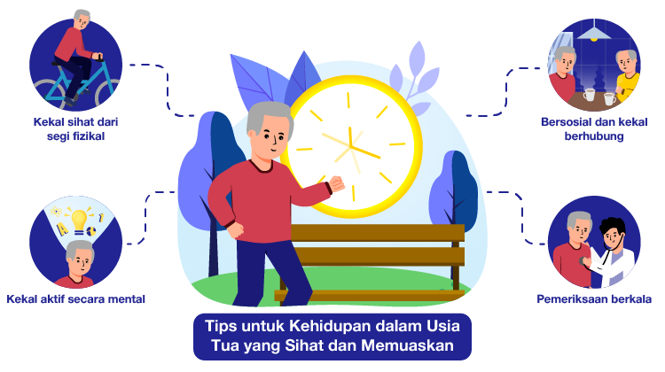 Tips untuk kehidupan dalam usia tua yang sihat dan memuaskan