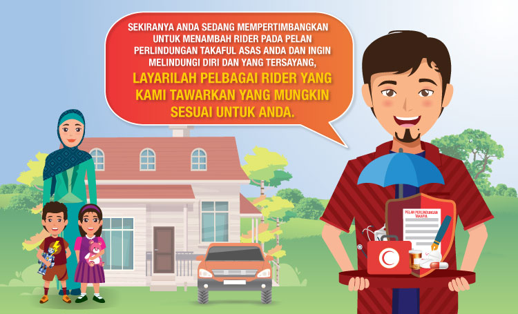 Lindungi diri anda dan keluarga dengan menambah rider pada pelan takaful asas anda